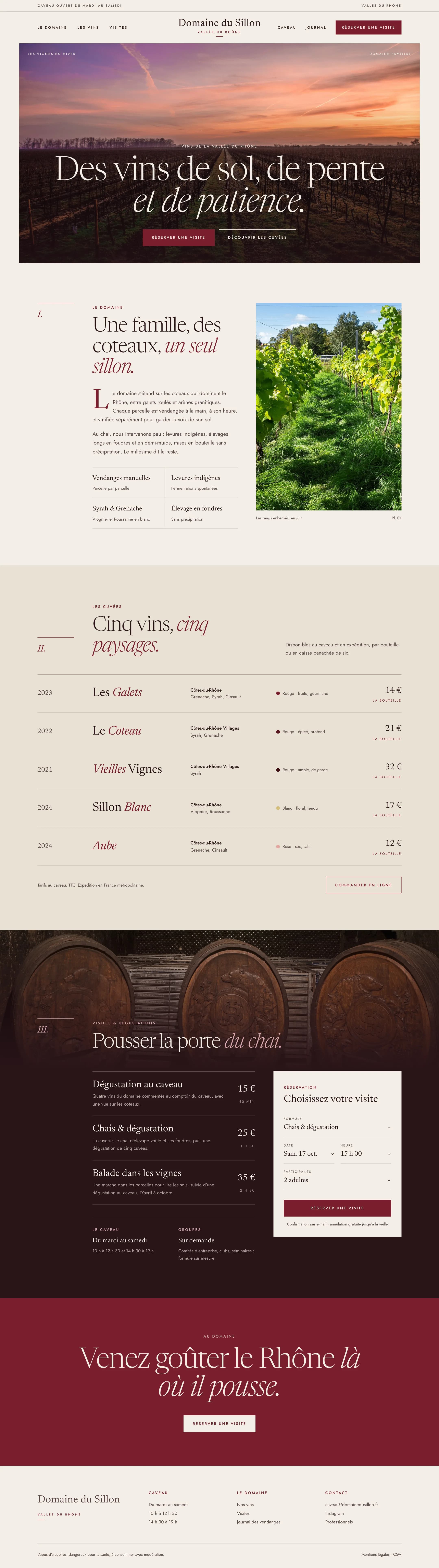 Page d'accueil refaite de Domaine du Sillon